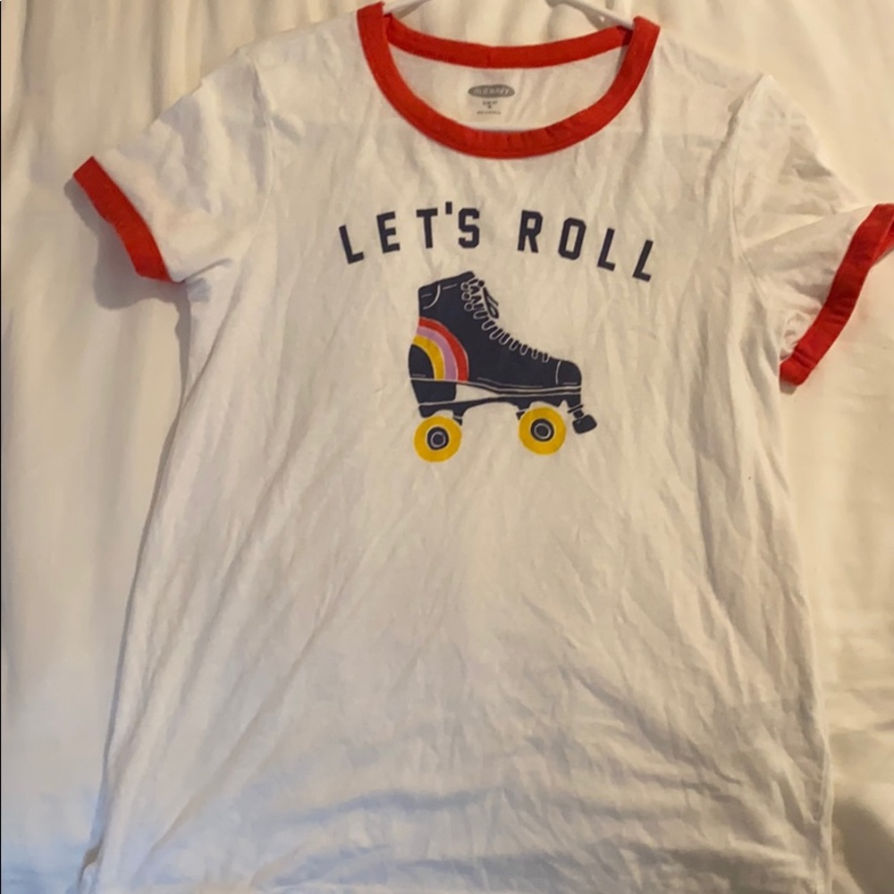 “Let’s Roll” White and Red Girls T-Shirt